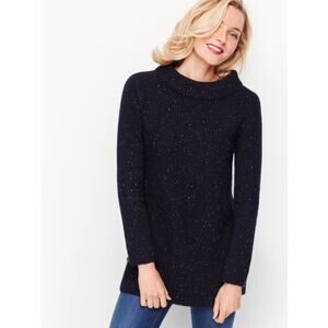 Talbots Textured Sabrina Pullover Sweater Medium Donegal Navy Blue Cotton blend